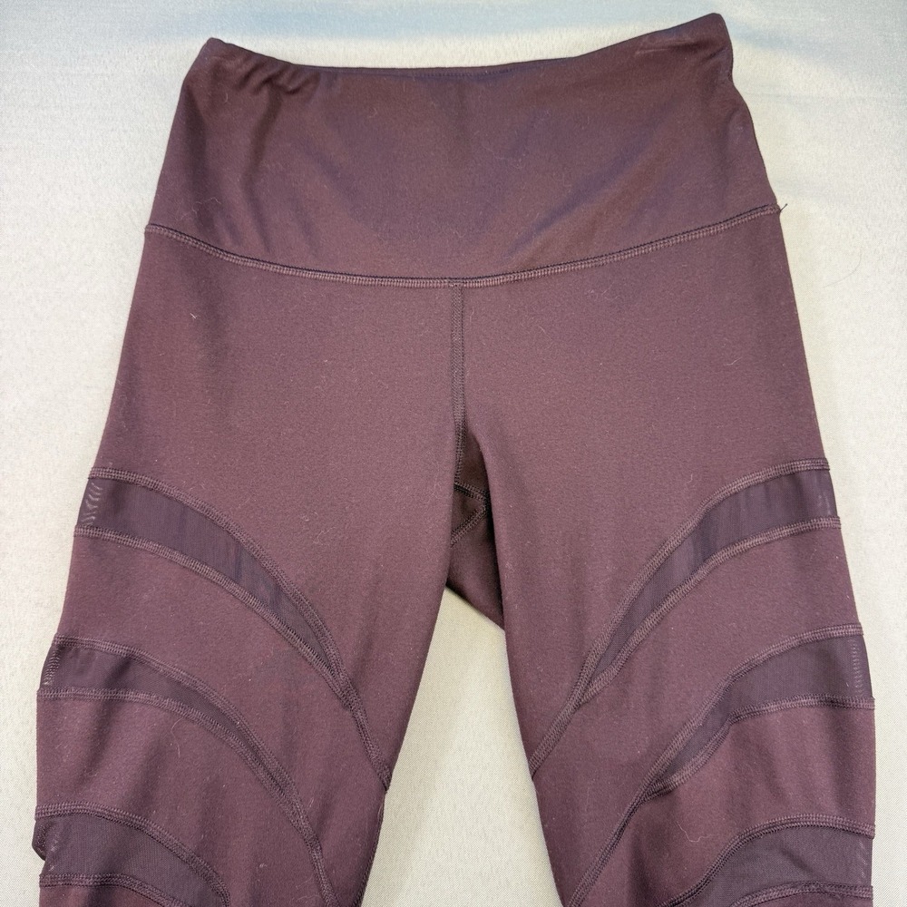 Yogalicious Maroon Full Length Yoga Leggings Sheer Cutouts Small S Athleisure